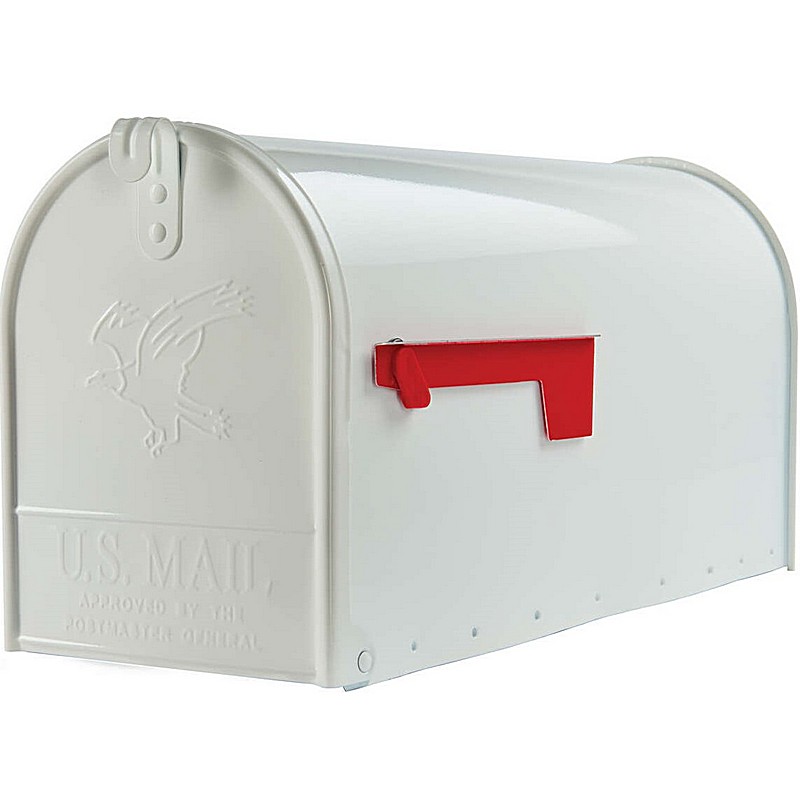 Elite Classic Galvanized Steel Post Mount White Mailbox