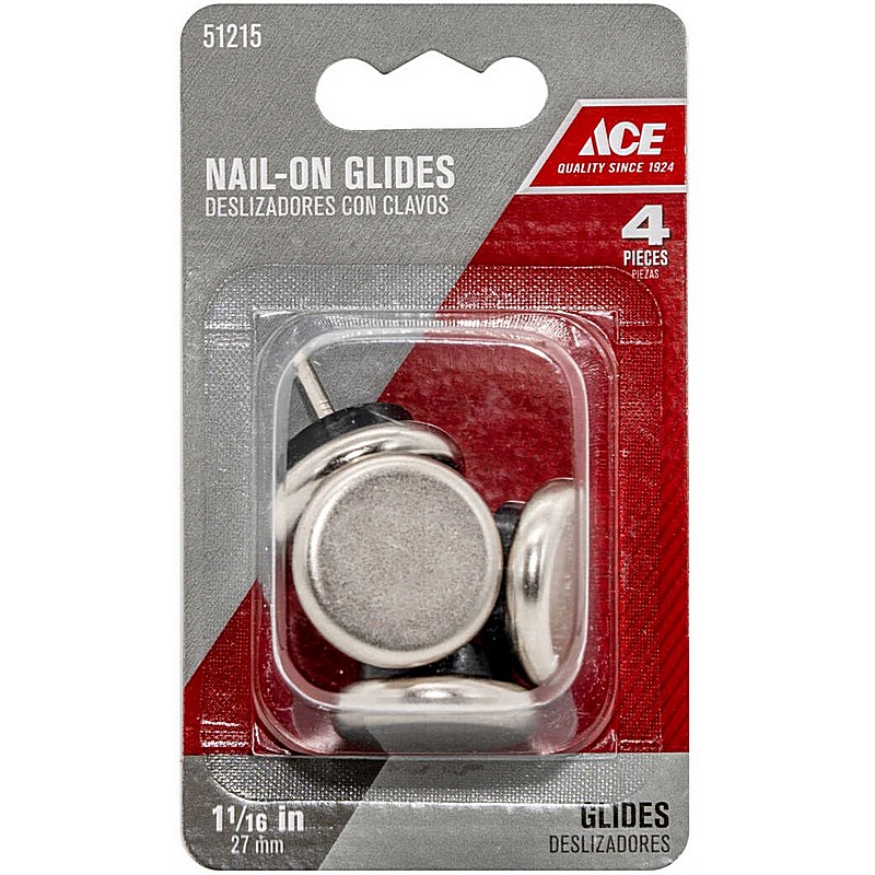 Silver Nail-On Nickel Chair Glide 1 1/16 in 4 ct