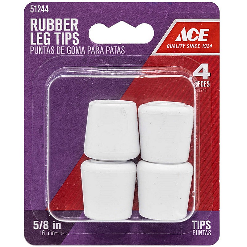 Rubber Round Off-White Leg Tip 5/8 in 4 ct
