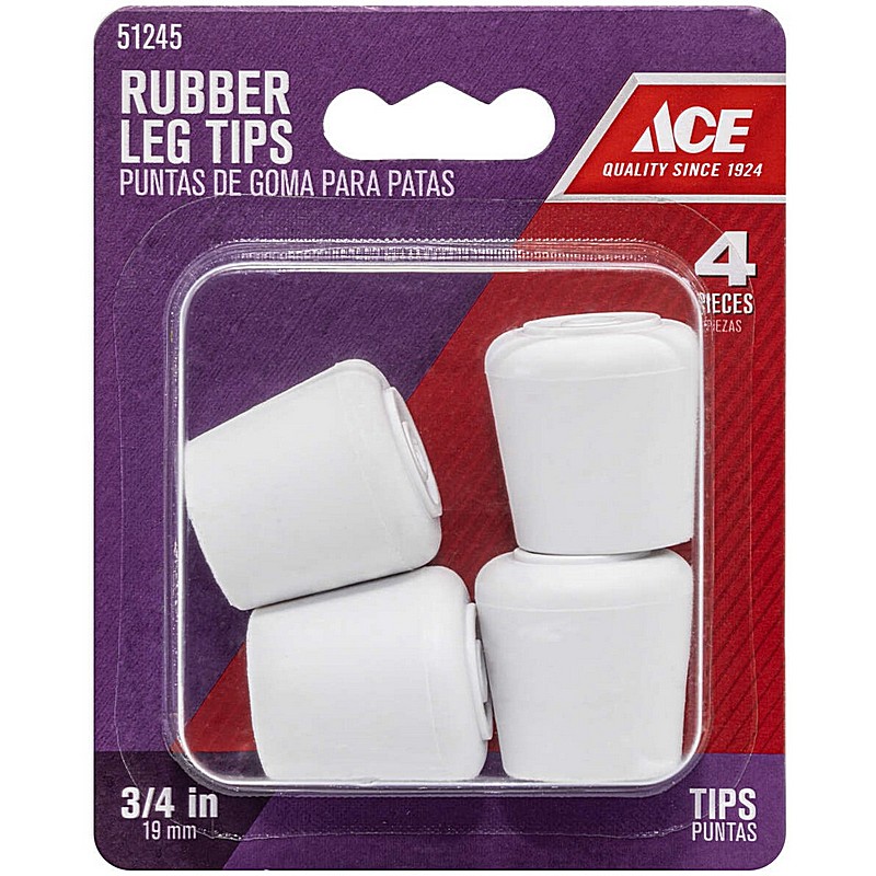 Rubber Round Off-White Leg Tip 0.75 in 4 ct