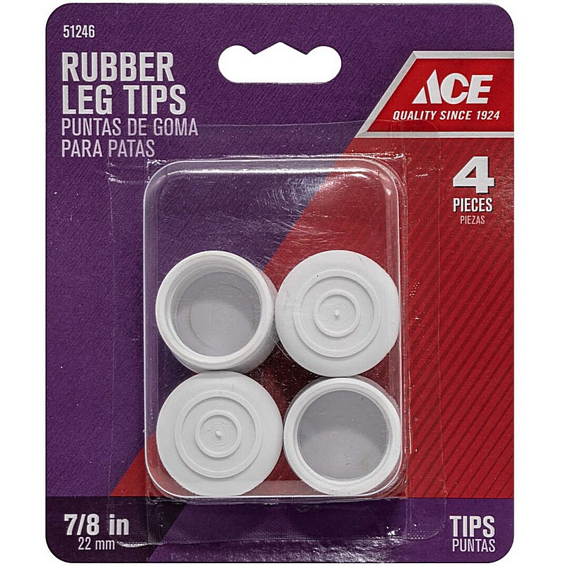 Rubber Round Off-White Leg Tip 7/8 in 4 ct