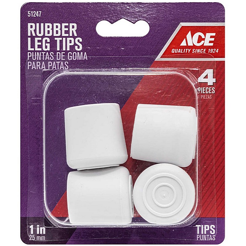 Rubber Round Off-White Leg Tip 1 in 4 ct
