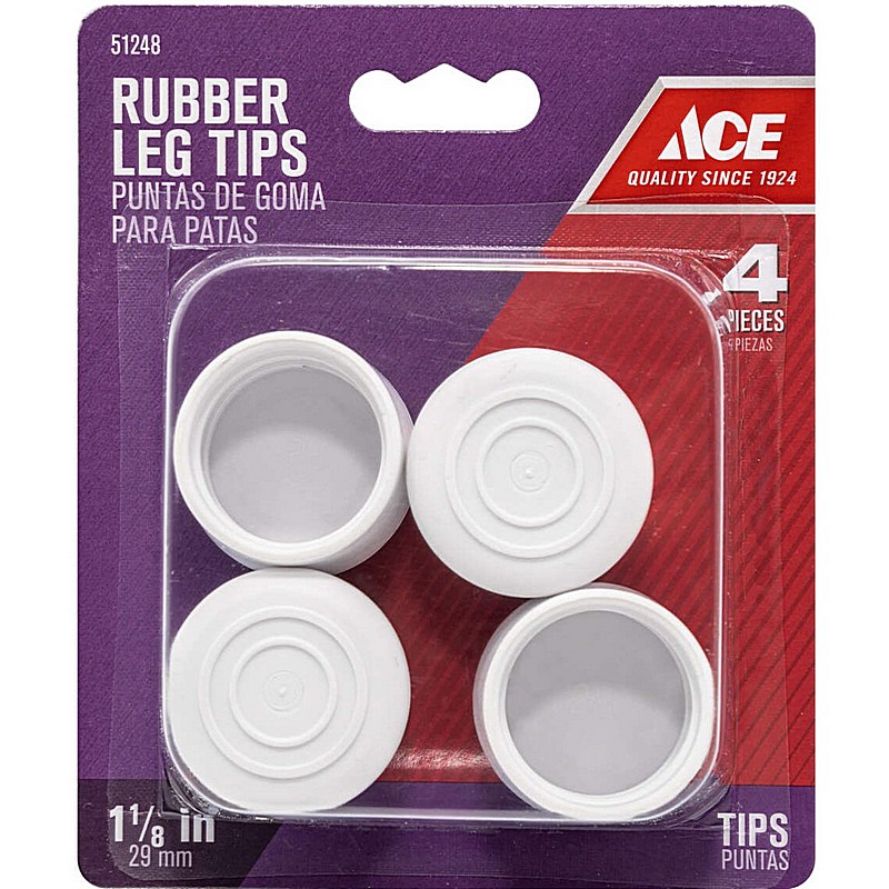 Rubber Round Off-White Leg Tip 1 1/8 in 4 ct