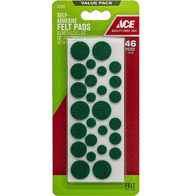 Self Adhesive Green Felt Round Protective Pad Various Size 46 ct
