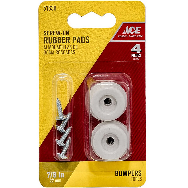 Off-White Round Rubber Bumper Pad 7/8 in 4 ct