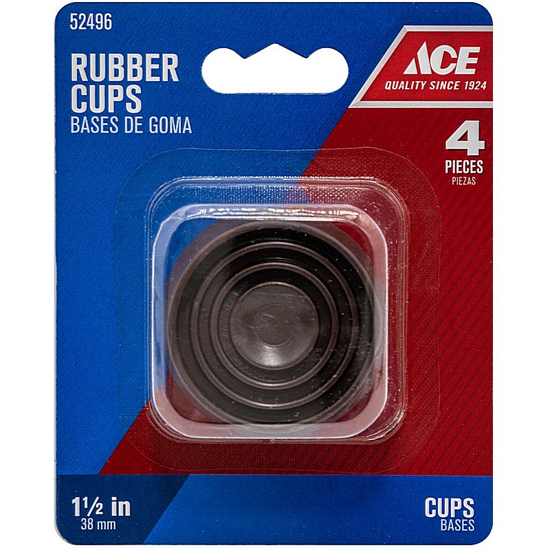 Brown Round Rubber Caster Cup 1.5 in 4 Ct