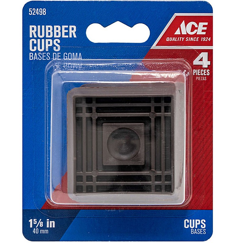Brown Square Rubber Caster Cup 1 5/8 x 1 5/8" 4 Ct
