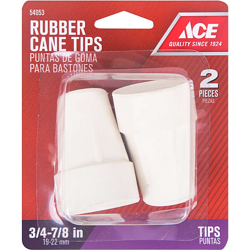 Rubber Round Off-White Crutch/Cane 7/8 in 2 ct