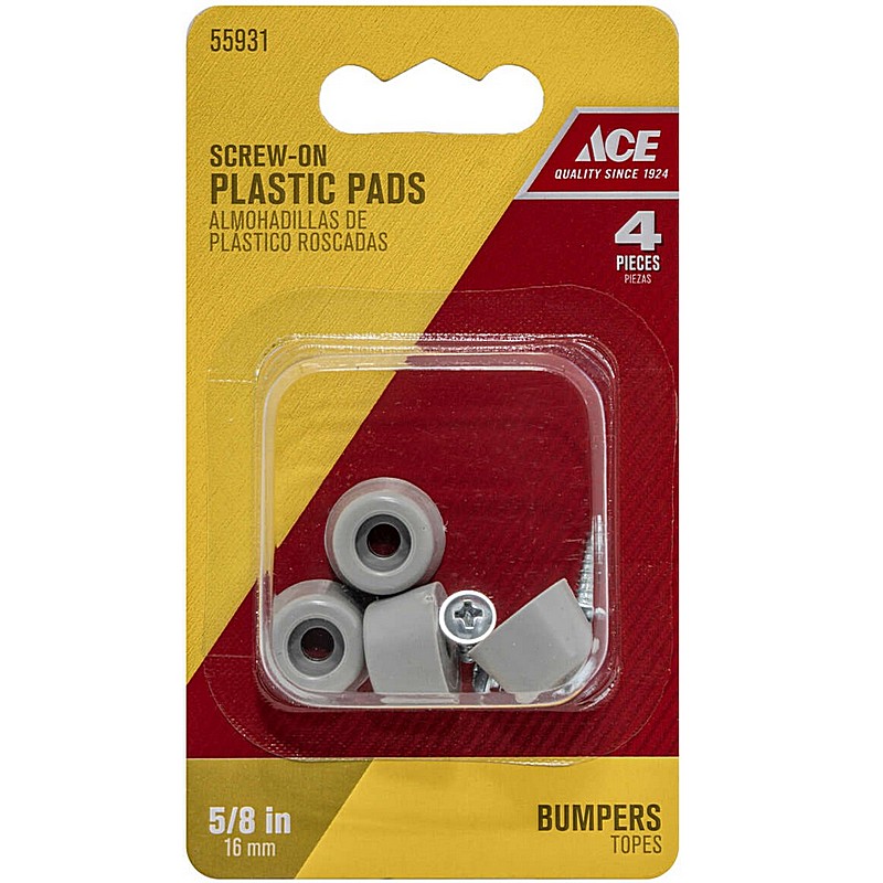 Round Plastic Gray Bumper Pad 5/8 in 4 ct