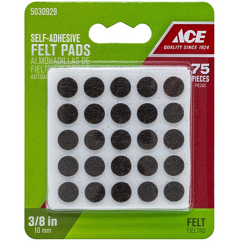 Self Adhesive Brown Round Felt Protective Pad 3/8 in 75 ct