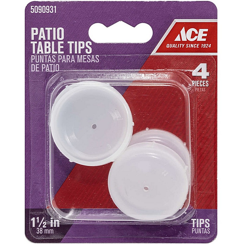 Round Plastic White Patio Table Tips 1.5 in 4 ct