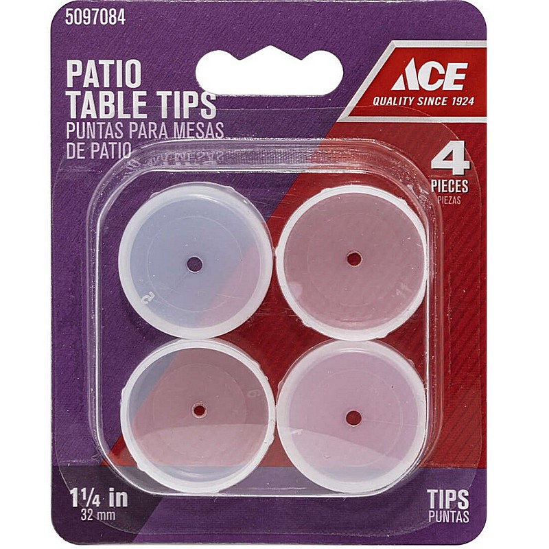 Round Plastic Clear Patio Table Tips 1.25 in 4 ct