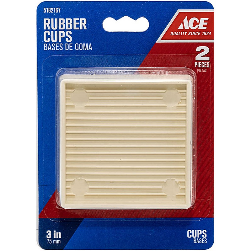 Rubber Square White Caster Cup 3 inx3 in