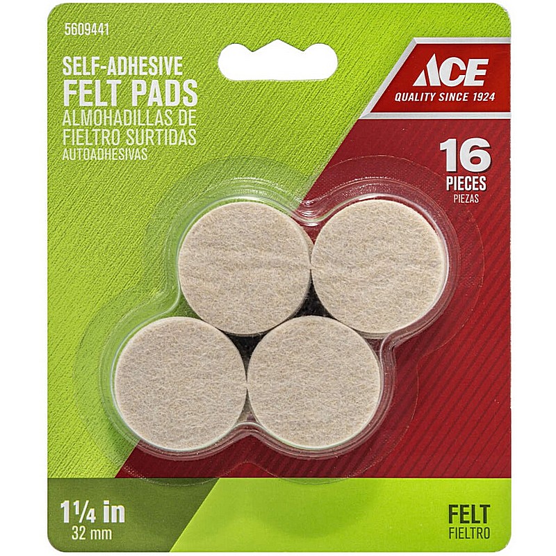 Self Adhesive Round Brown Felt Protective Pad 1.25 in 16 ct