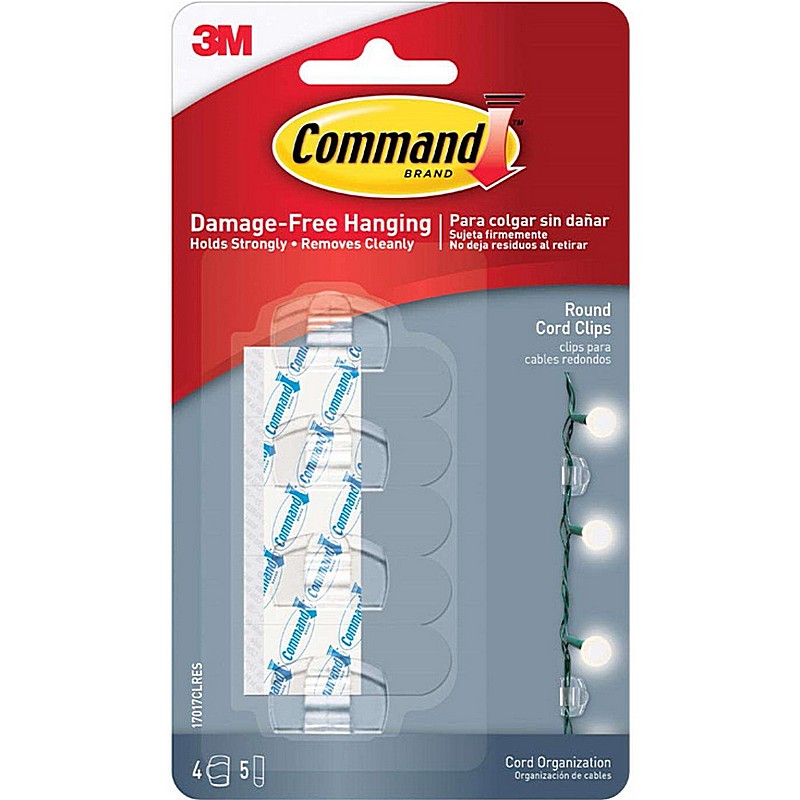 Command Small Plastic Clear Cord Clips 1-1/4" 4 Ct