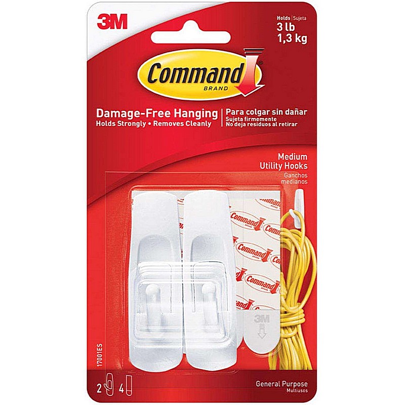 Command Medium Plastic Hooks 3.875 in 2 ct