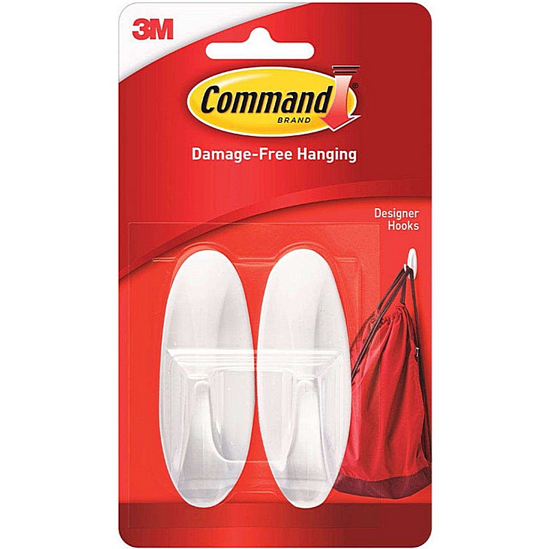 Command Medium Plastic Designer Hooks 3.125 in 2 ct