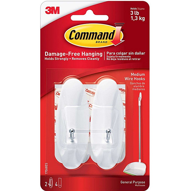 Command Medium Plastic Wire Hooks 3.16 in 2 ct