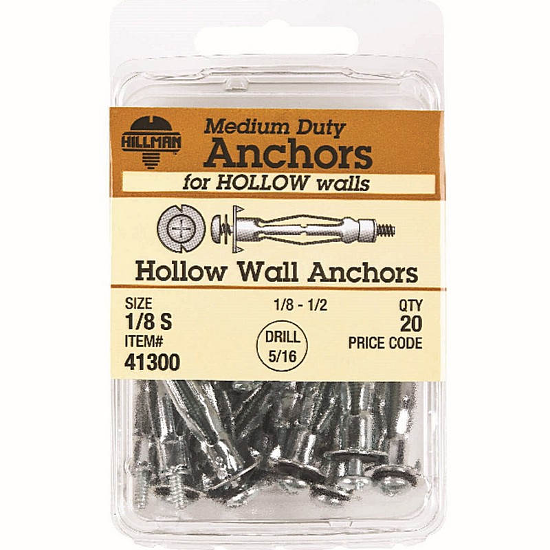 Metal Pan Head Hollow Wall Anchors 1/8"x1/8" 20 Ct