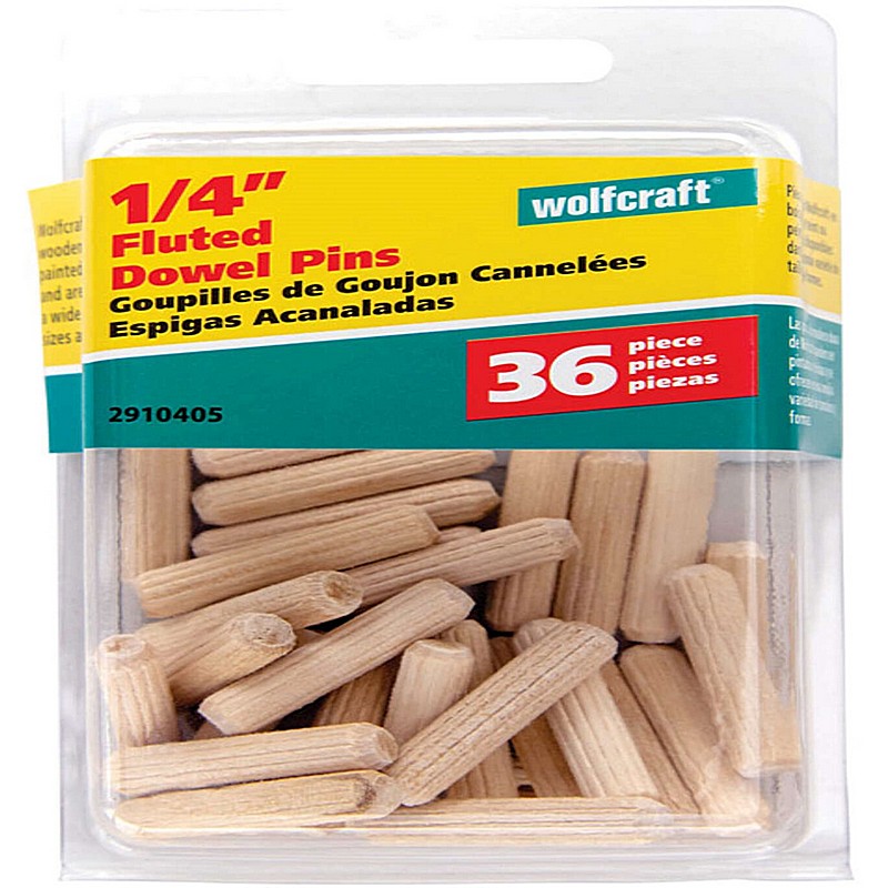Fluted Hardwood Dowel Pins 0.25 x 1 1/8 in 36 ct