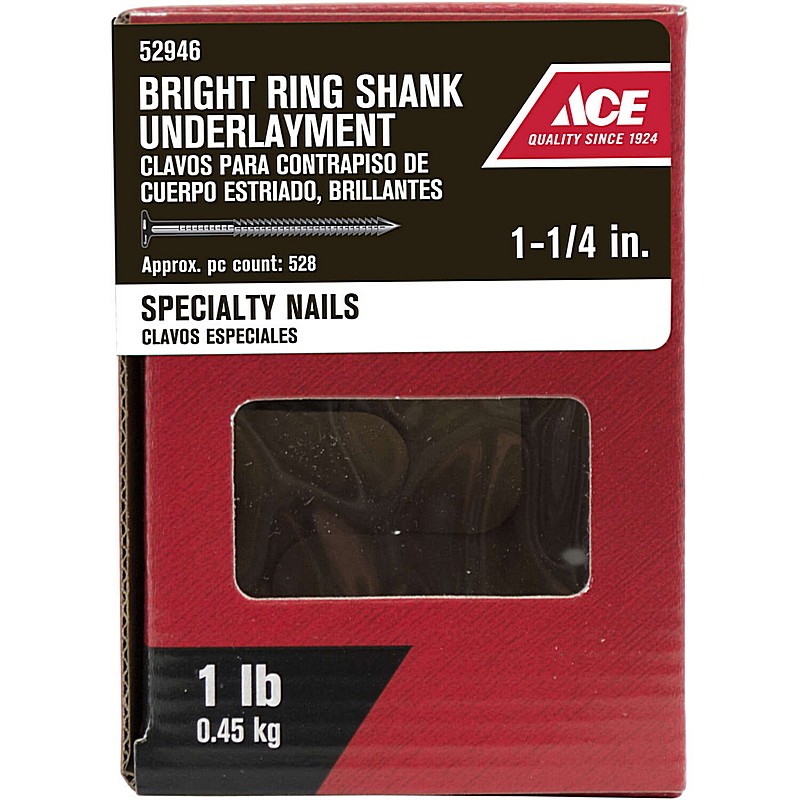 Bright Round Head Underlayment Steel Nail 1-1/4" 1 lb