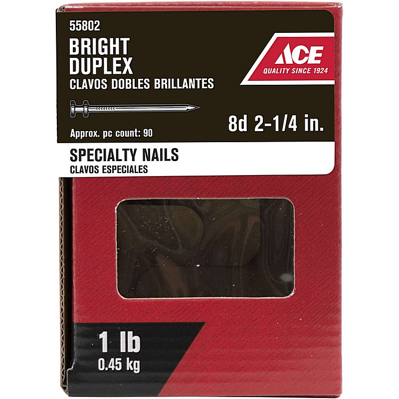 Bright Double Head Duplex Steel Nails 2-1/4" 1 lb