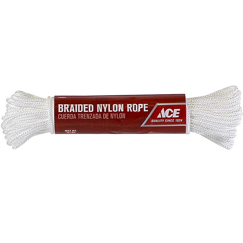 White Braided Nylon Rope 1/8" x 48'