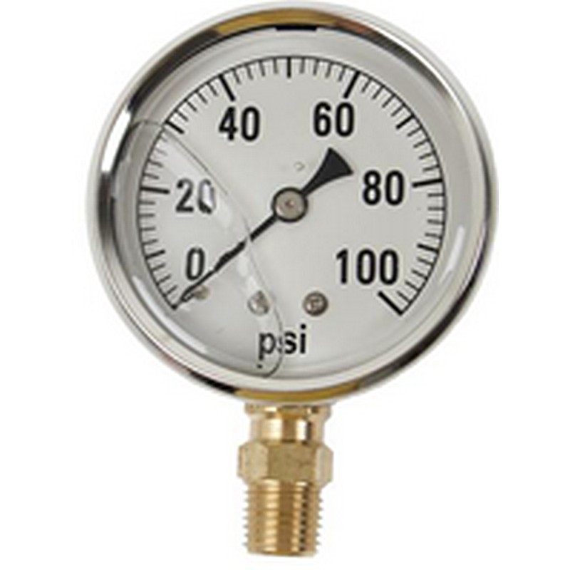 Stainless Gauge 2.5 in 100 PSI Liquid Filled