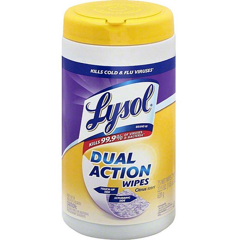 Lysol Dual Action Antibacterial Wipes 75 ct