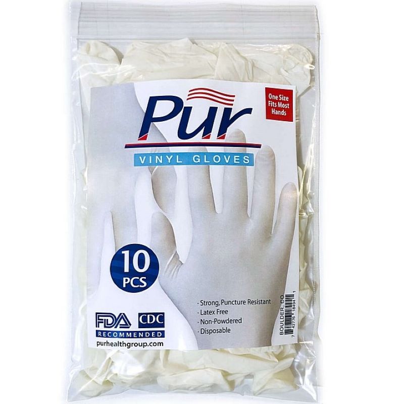 Pur Powder Free White Vinyl Disposable Gloves 10 ct