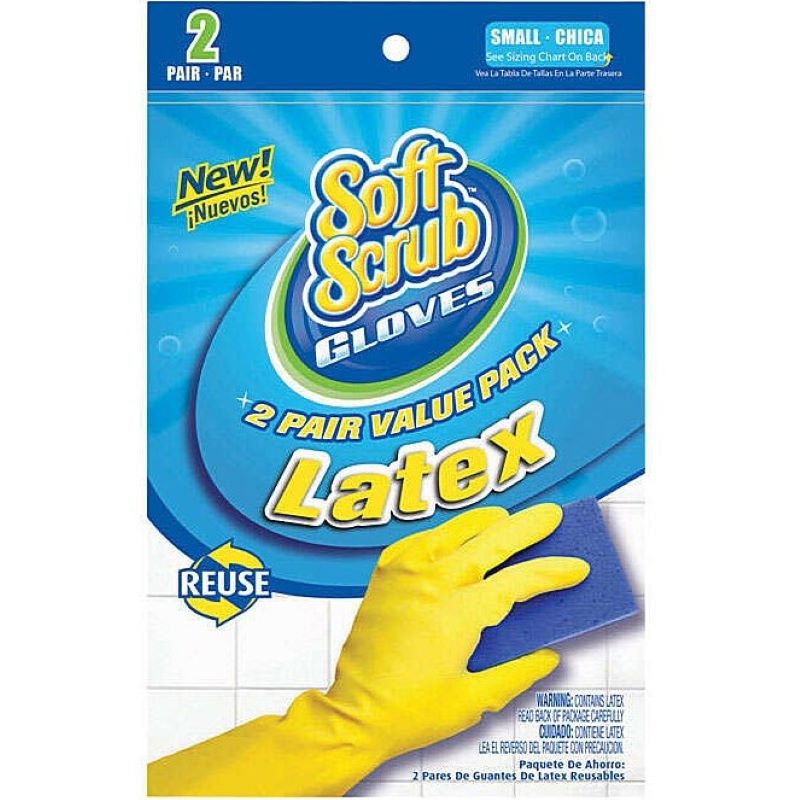 Soft Scrub Latex Cleaning Gloves Small 2 Pair
