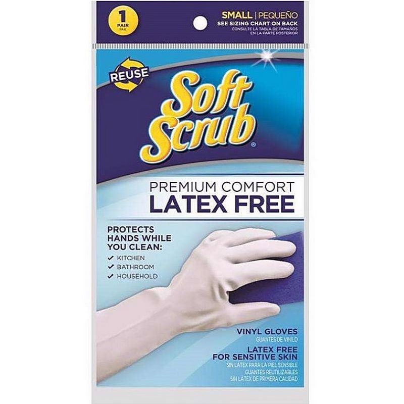 Soft Scrub Small White Vinyl Cleaning Gloves 1 Pair