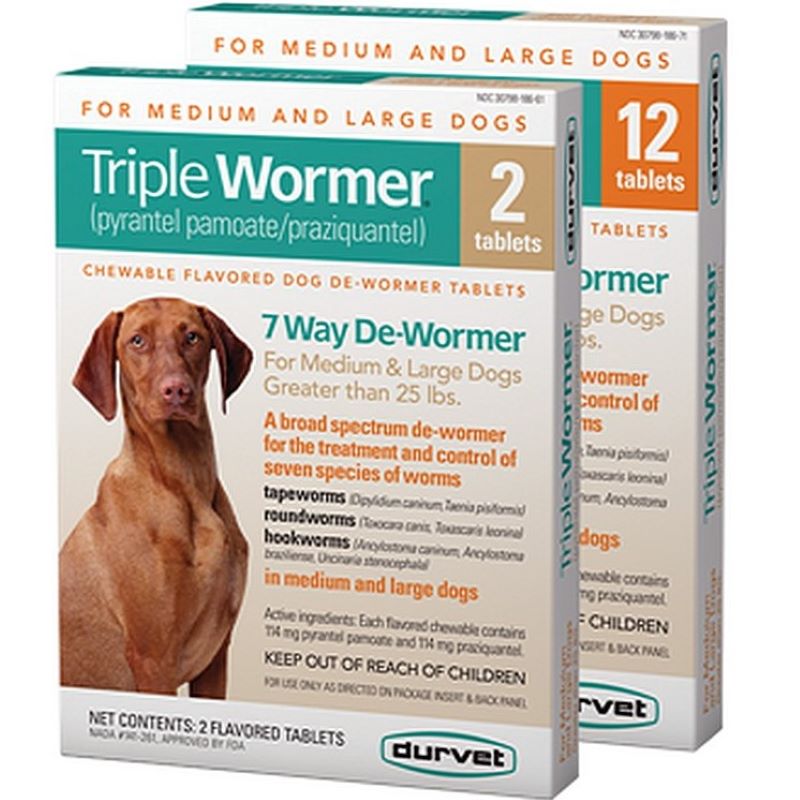 Triple Wormer Large Dog Over 25 lb+ 12 ct