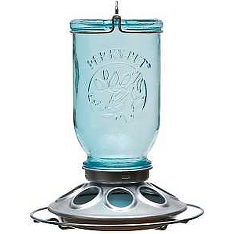 Vintage Blue Mason Jar Bird Feeder