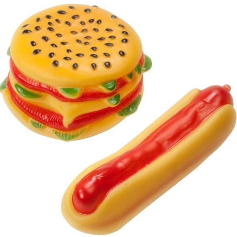 Hamburger/Hotdog Squeaker Dog Toys