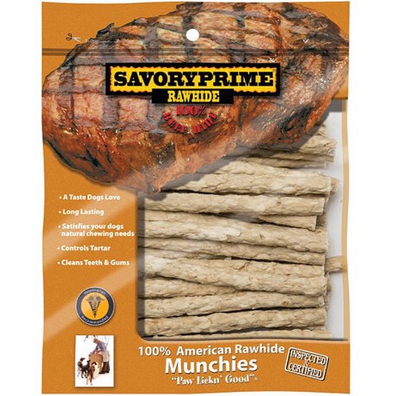 Savory Prime Munchie Natural Rawhide Dog Sticks 30 ct