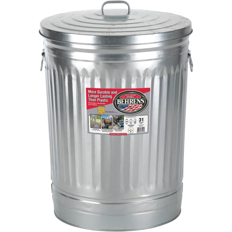 Steel Garbage Can with Lid 31 gal